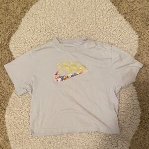 Nike Girls' Light Lavender Tee with Floral Swoosh and Gold by Nike 100% Cotton